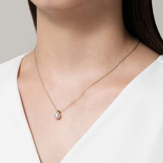 Mikimoto Akoya Pearl Necklace in Yellow Gold