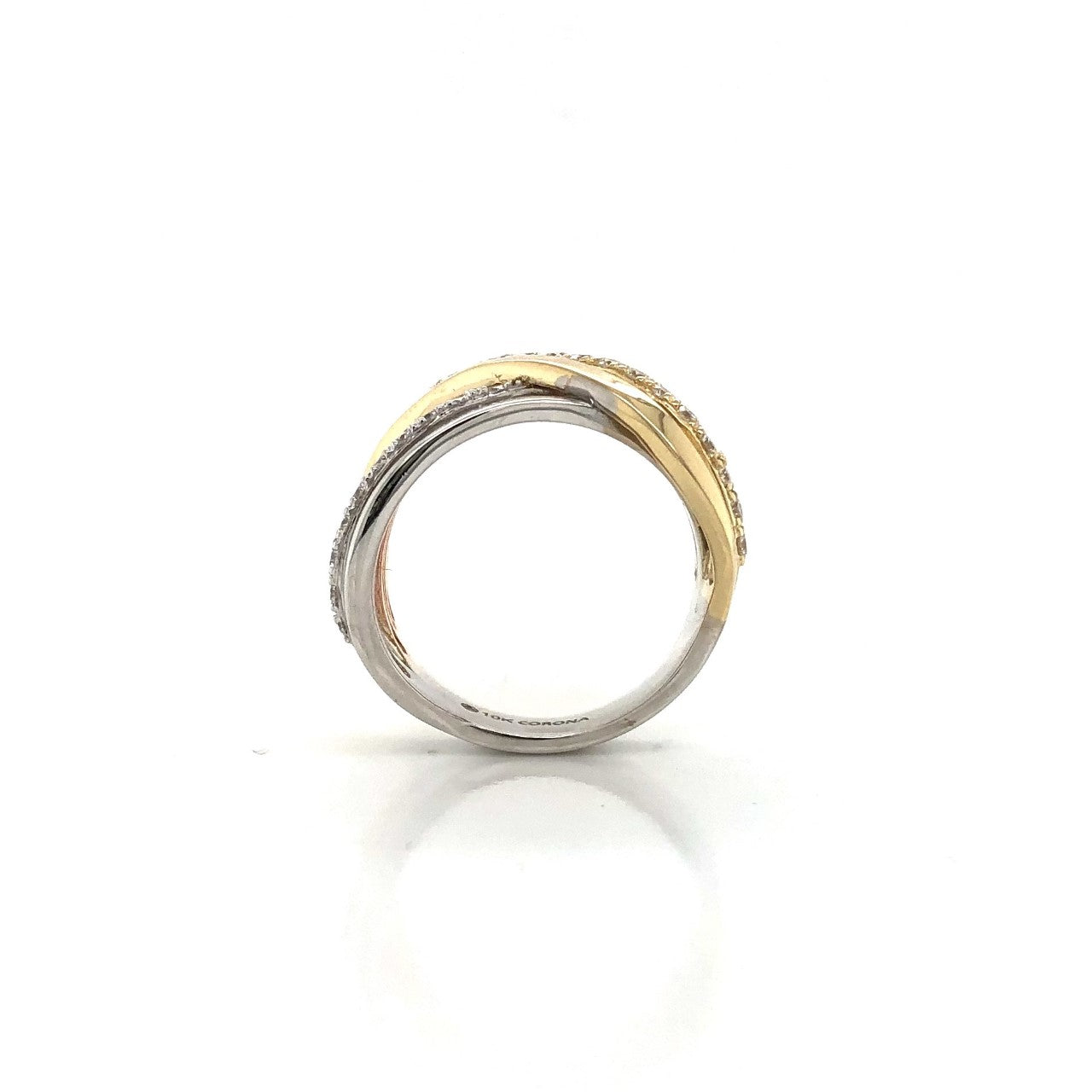 10K Tri-Gold Woven Diamond Ring