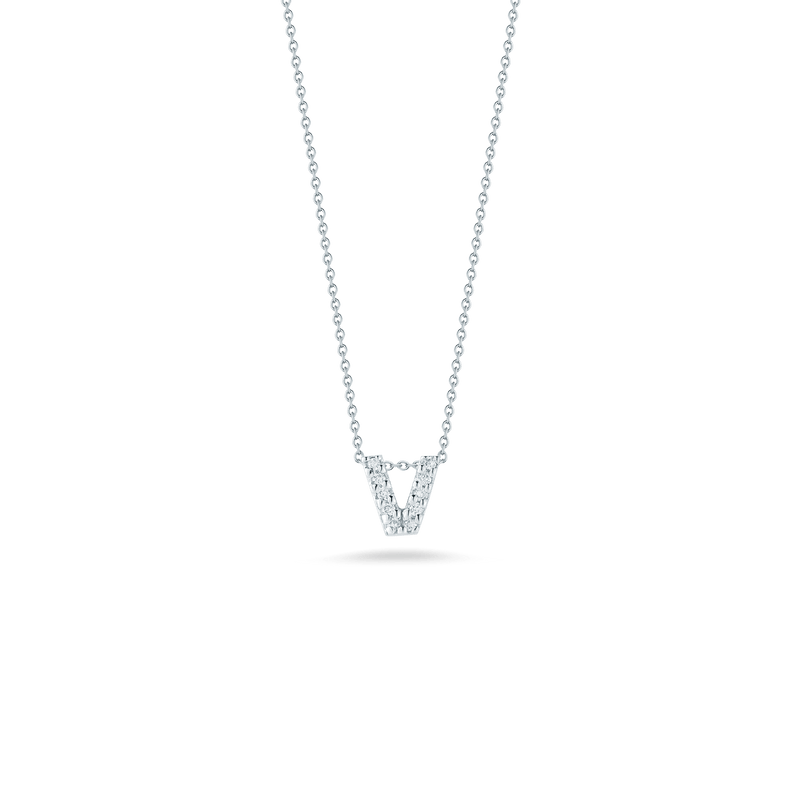 Roberto Coin 18K Diamond Love Letter Necklace "V"