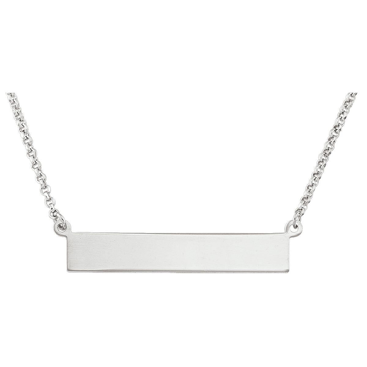 Sterling Horizontal Plate 17"Necklace Engraveable
