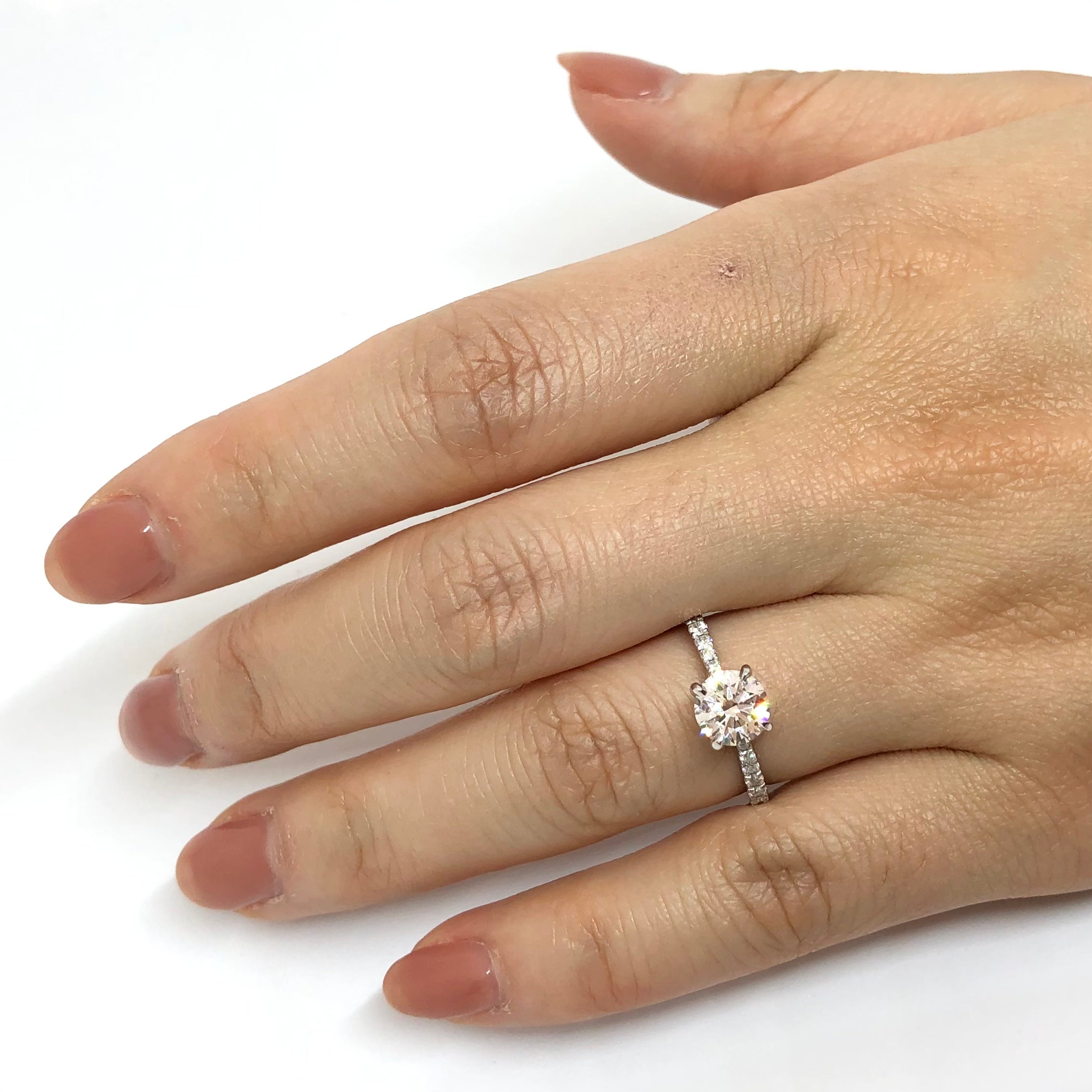Solitaire Laboratory Grown Diamond Engagement Ring with Shoulder Diamonds