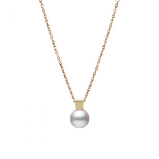 Mikimoto Akoya Pearl Necklace in Yellow Gold
