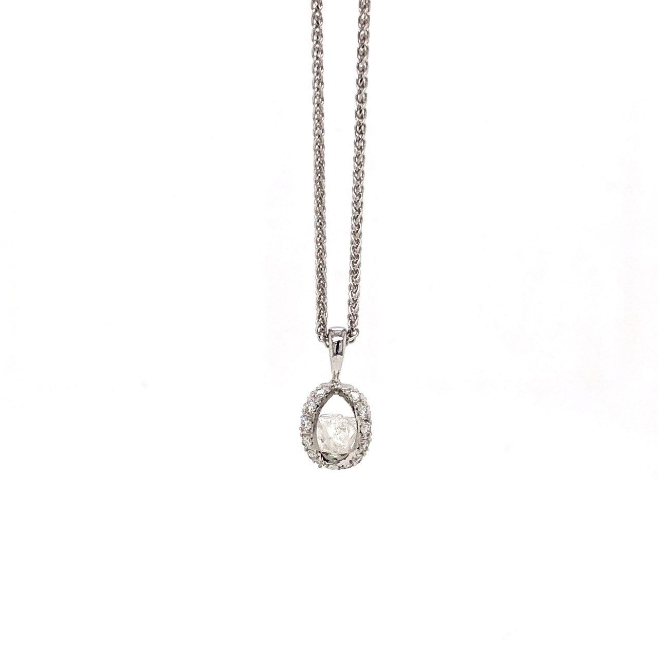 18KW Canadian Diamond Pendant With A 1.13ct Rough Diamond (Chain Included)