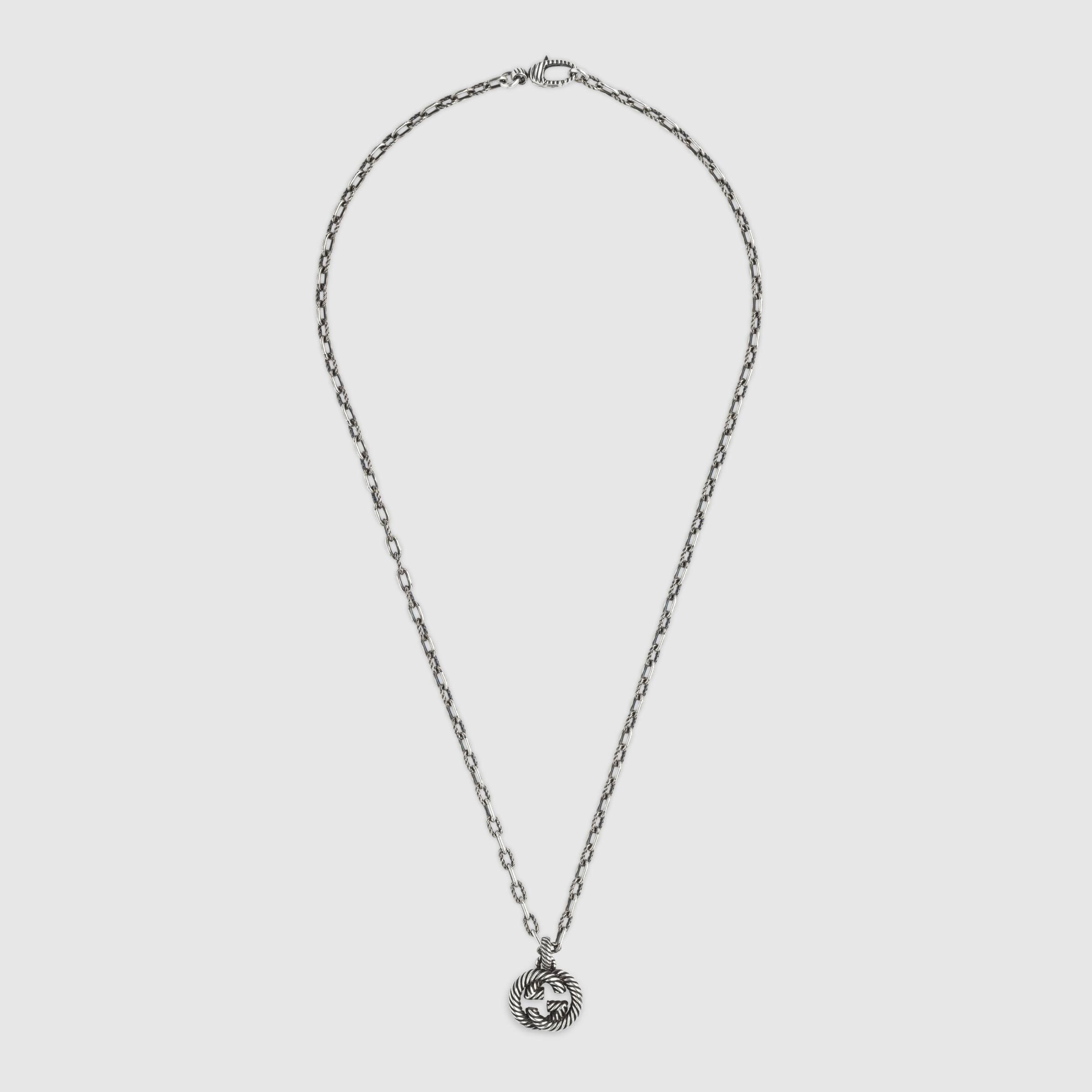 Gucci Interlocking G Necklace In Aged Silver