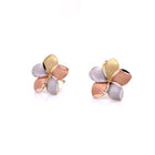 10K Tri-Gold Flower Stud Earrings