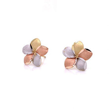 10K Tri-Gold Flower Stud Earrings