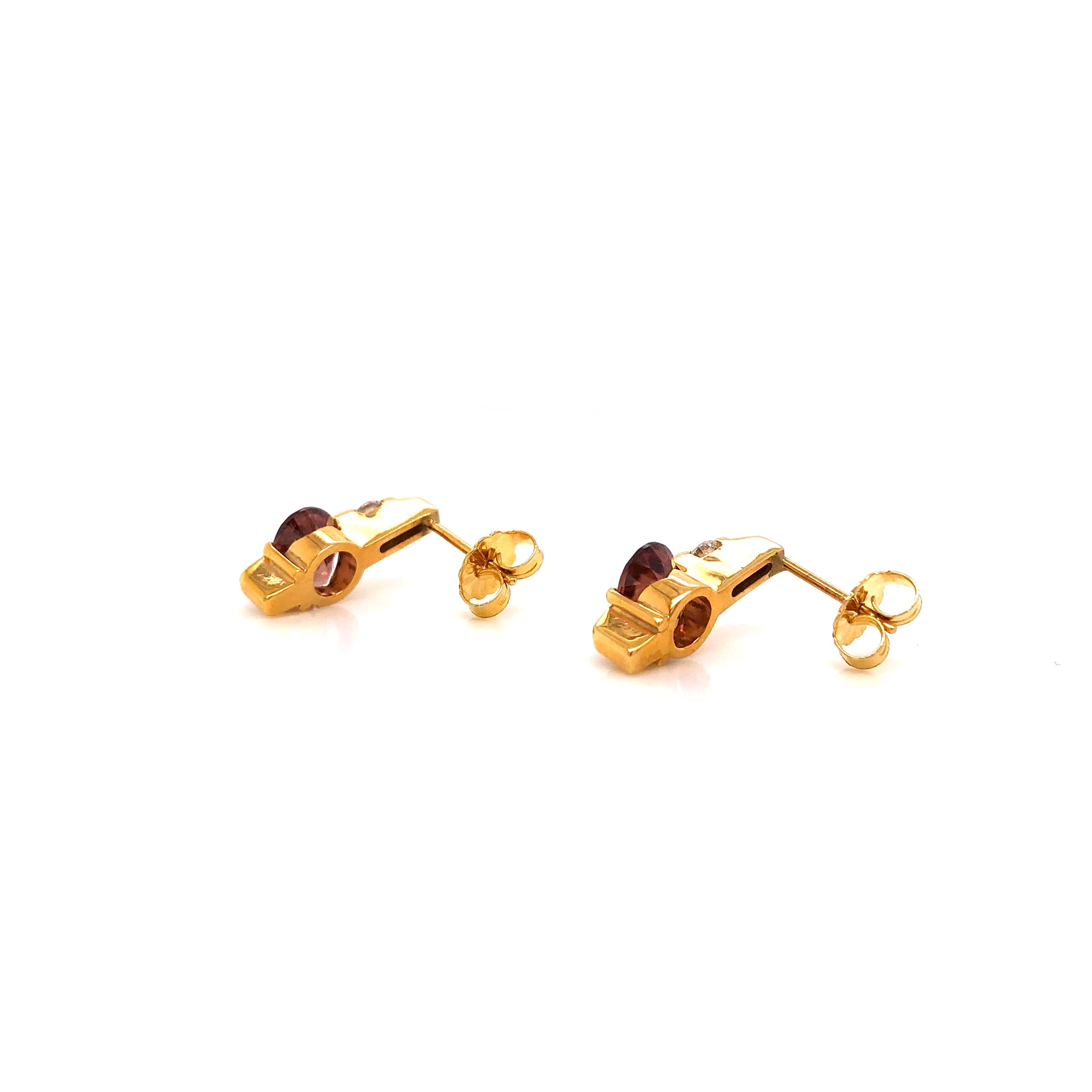 14K Yellow Gold Cognac Zircon Earrings