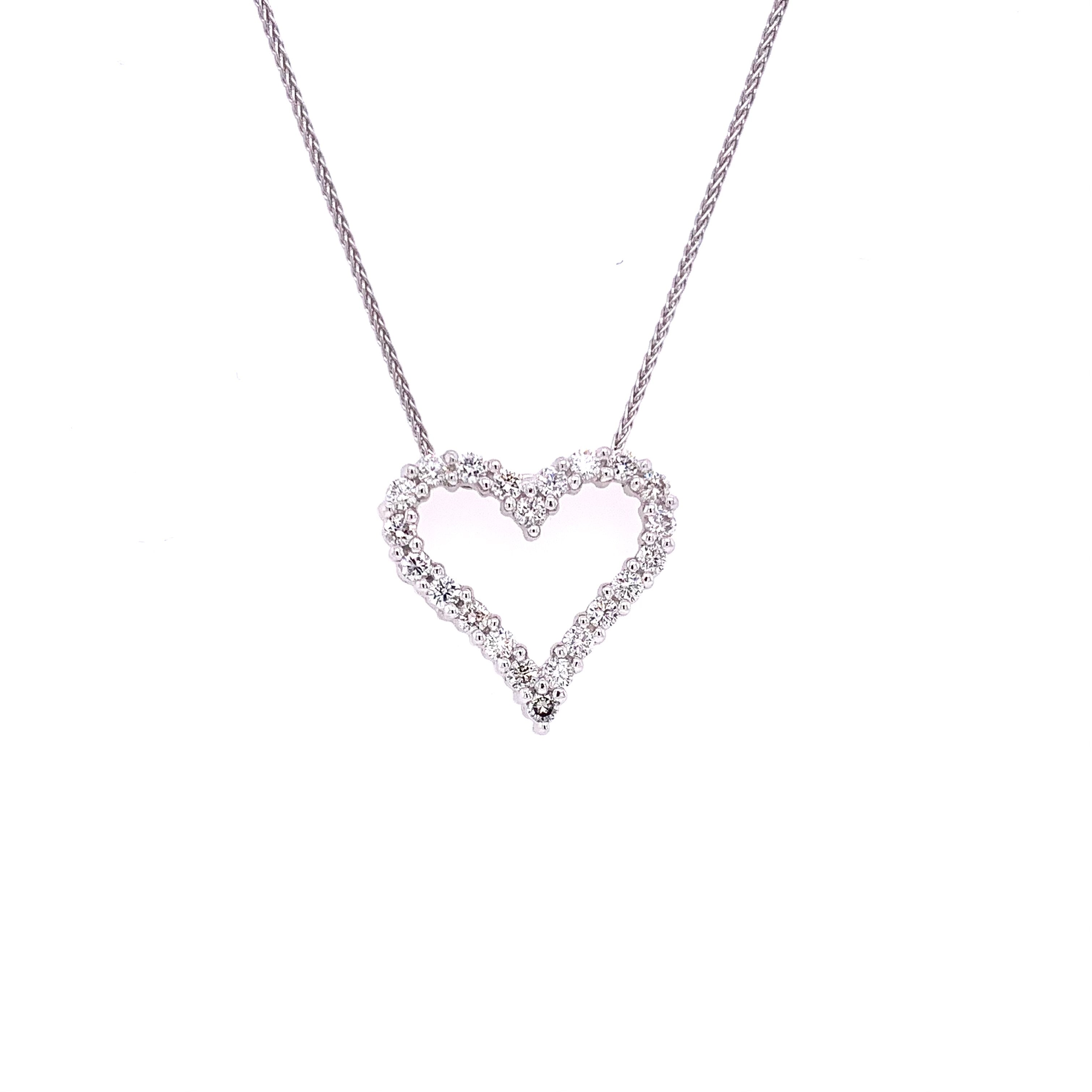 10K White Gold Diamond Heart Necklace