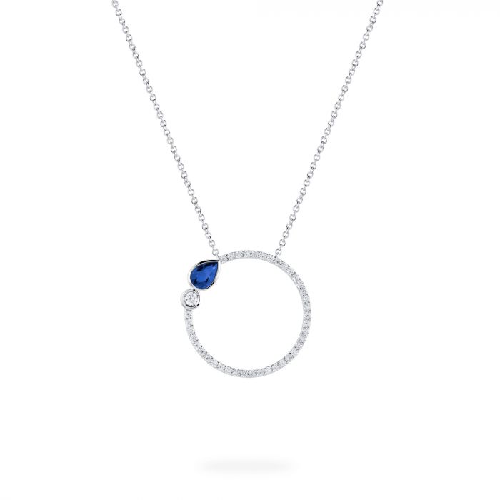 Birks Splash 18K White Sapphire and Diamond Circle Necklace