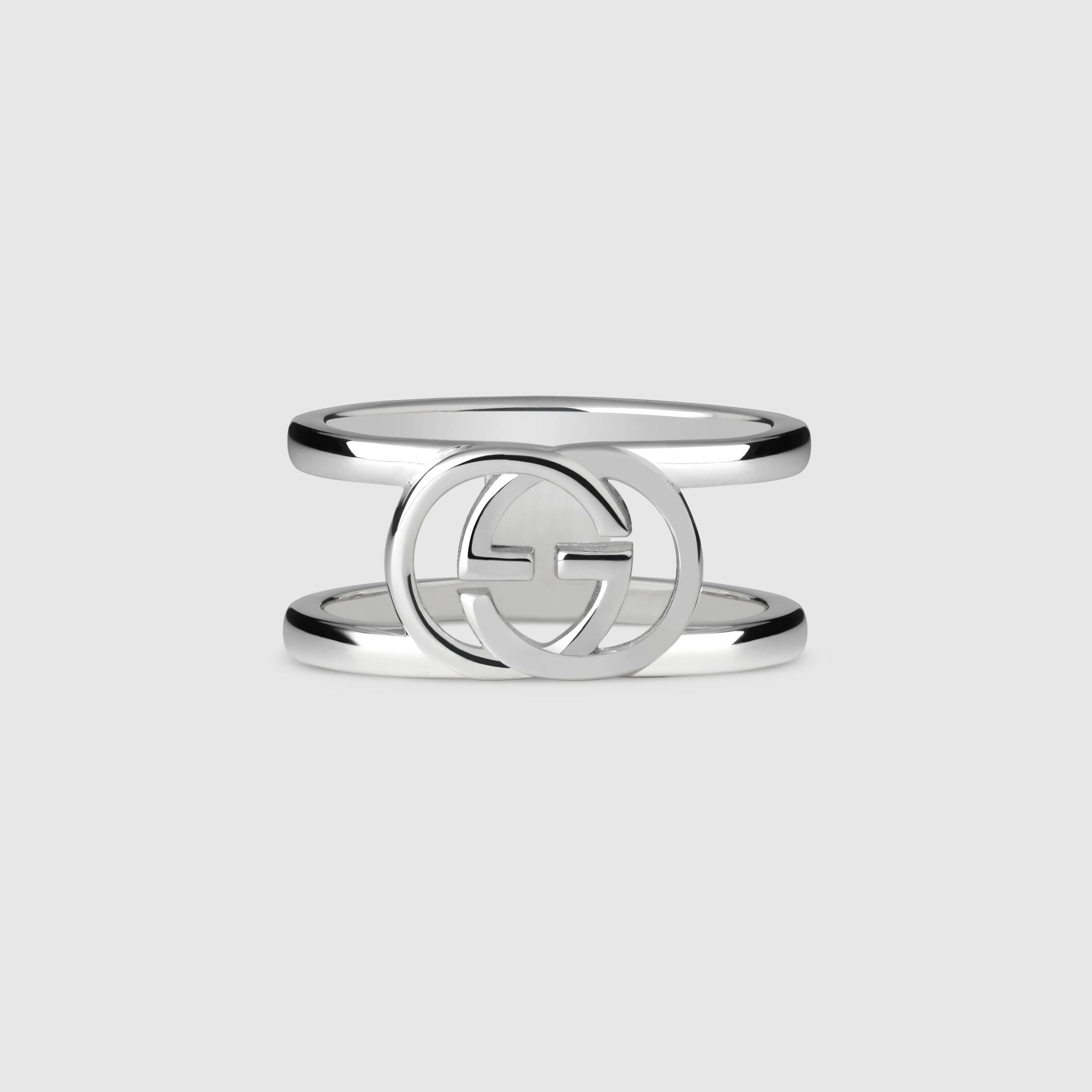 Gucci Silver 9mm Wide Interlocking G Ring