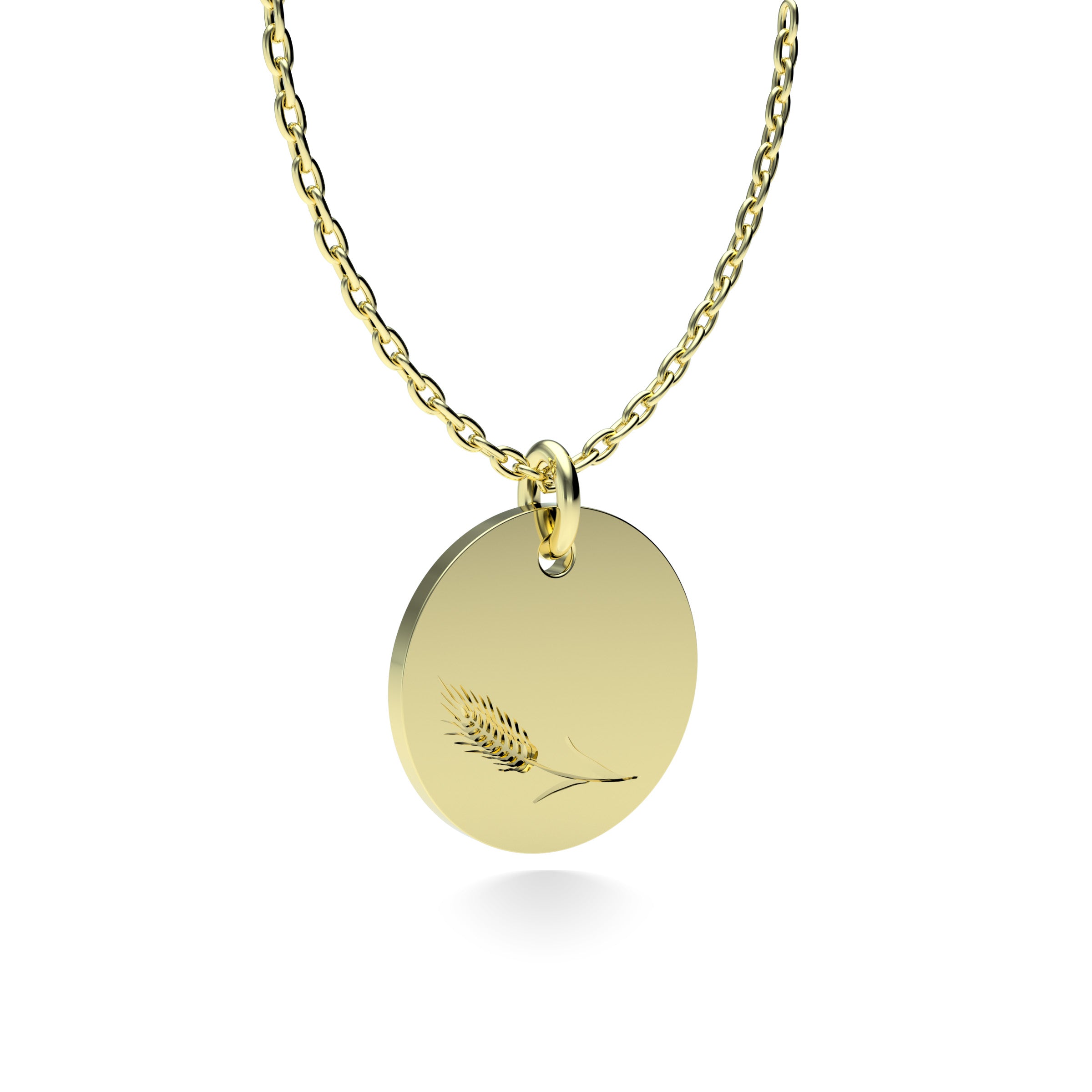 Yellow Gold Plated Silver Wheat Pendant with 18'' Chain