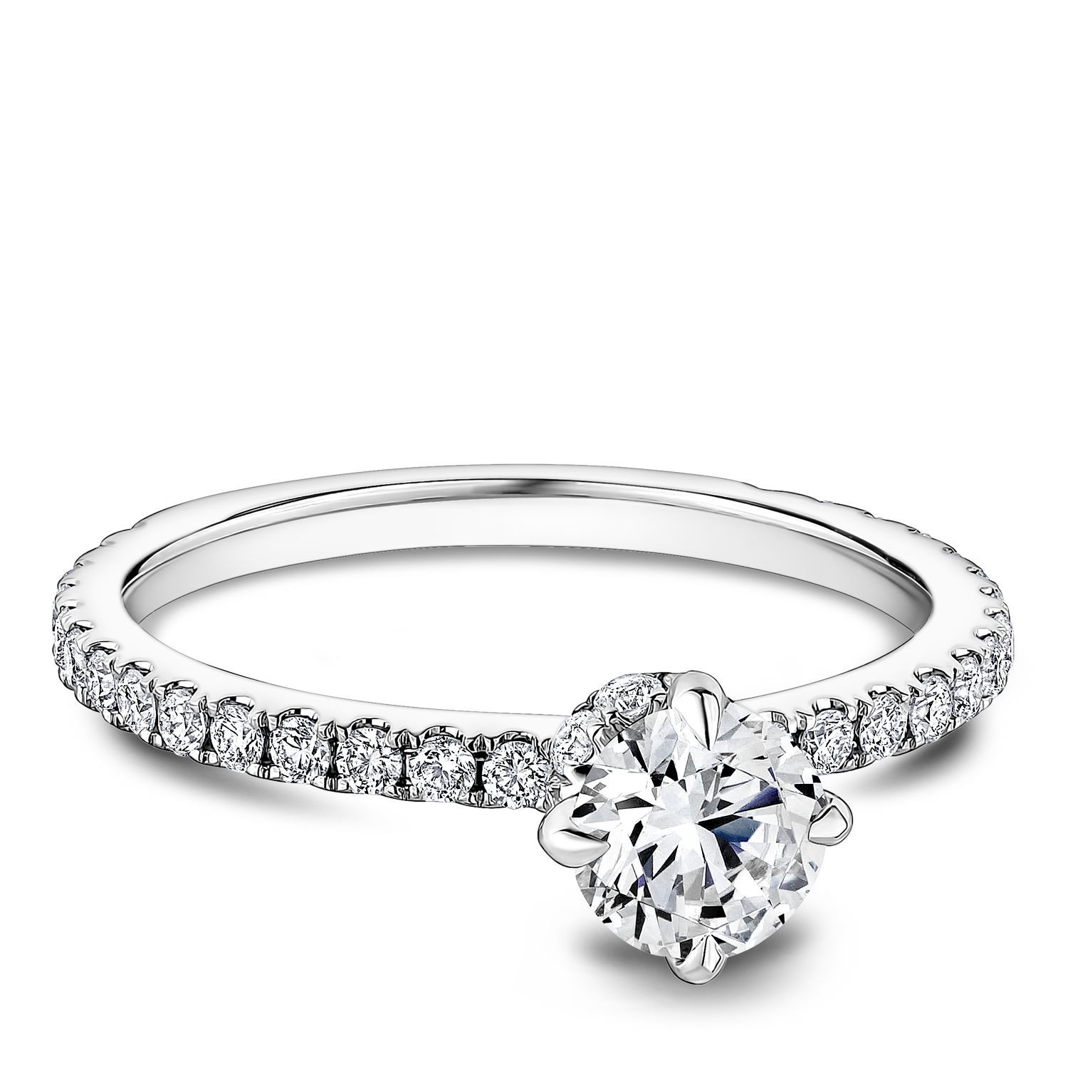 One Love Diamond Engagement Ring In 14KW With Diamond Scarf