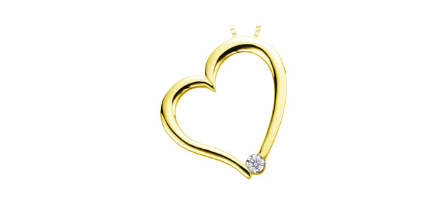 10K Yellow Gold Heart Necklace with Diamond