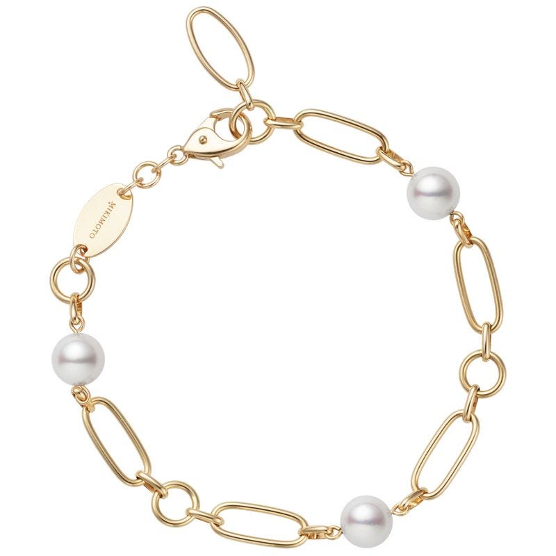 Mikimoto Akoya Cultured Pearl Bracelet in Yellow Gold