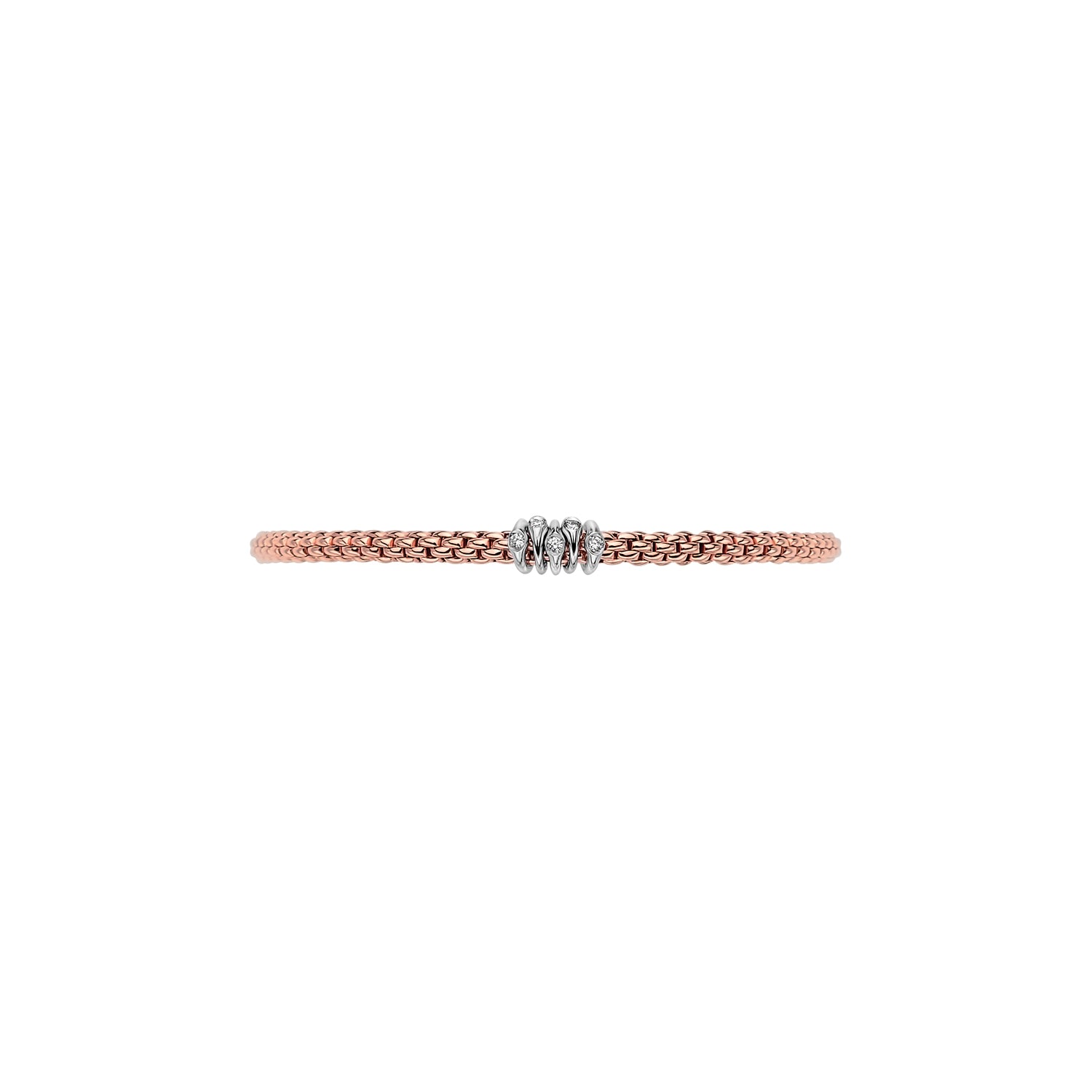 Fope Prima Bracelet In 18KR With Diamond Rondels