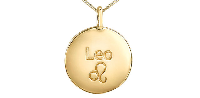 10K Yellow Leo Zodiac Necklace with Diamonds