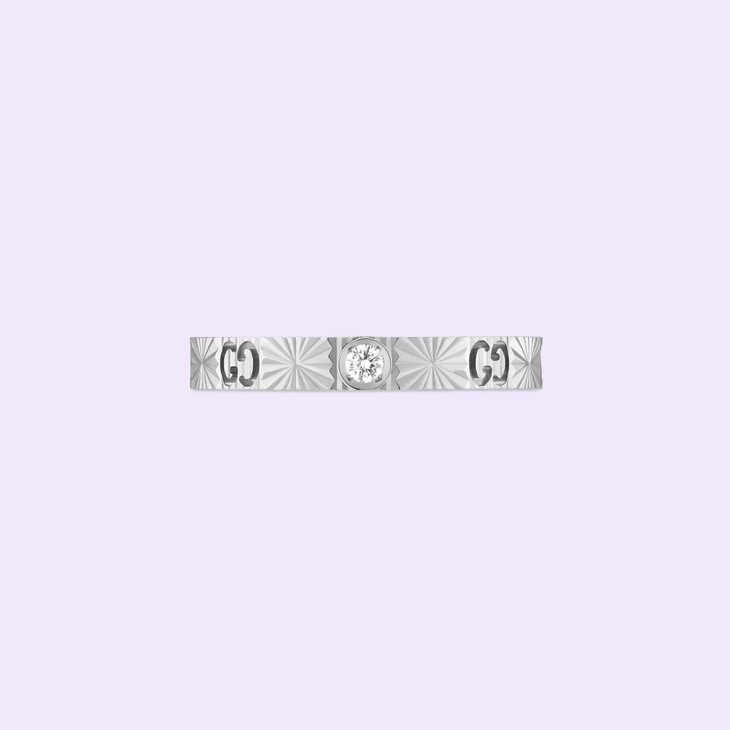 Gucci 18KW 3mm Icon Diamond Ring with Heart Cutout