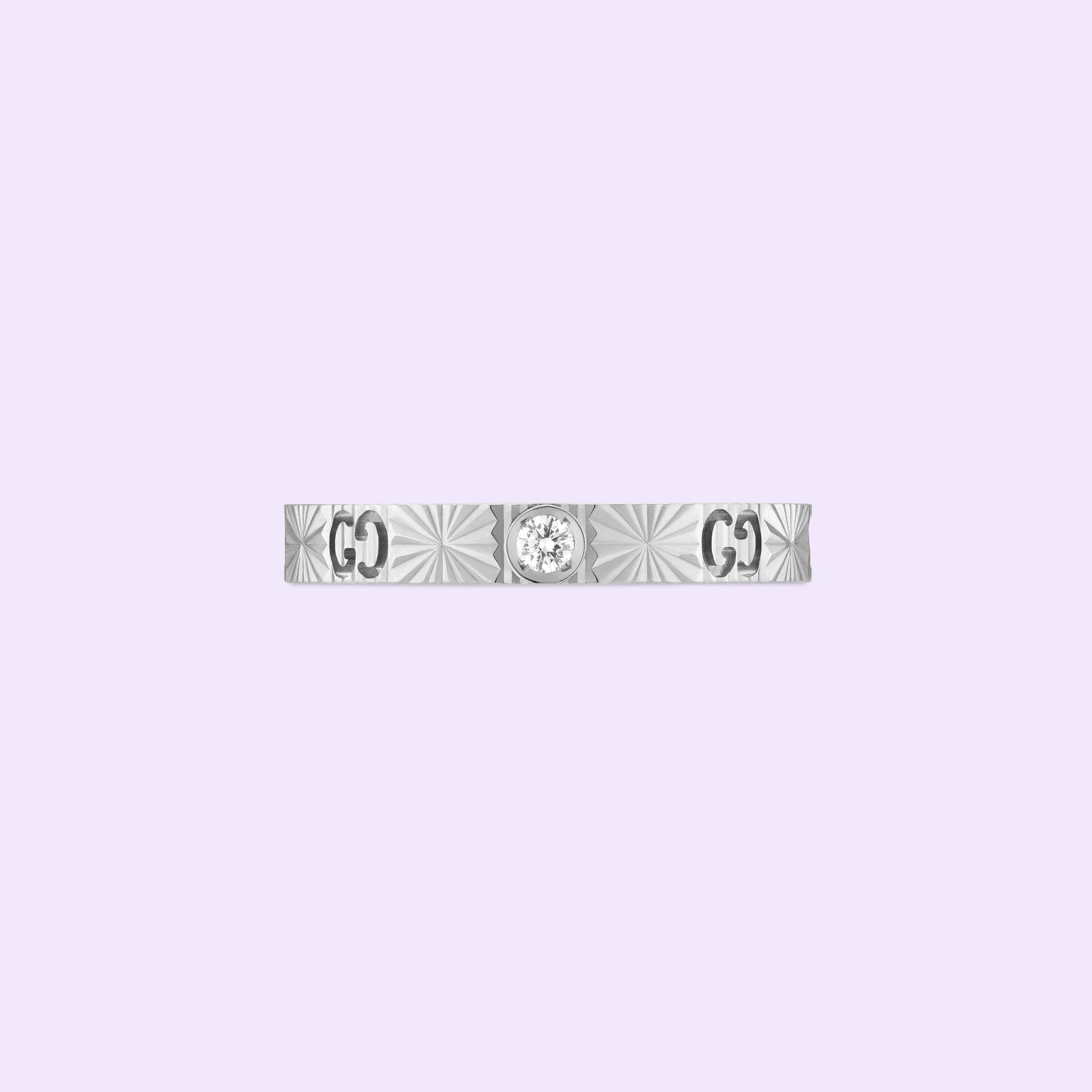 Gucci 18KW 3mm Icon Diamond Ring with Heart Cutout