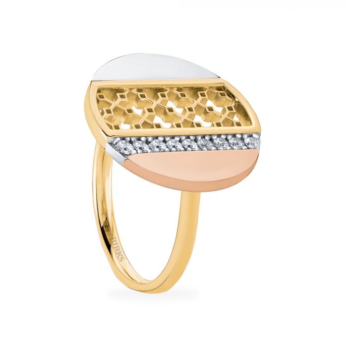 Birks Dare to Dream Tri-Gold Diamond Circle Ring