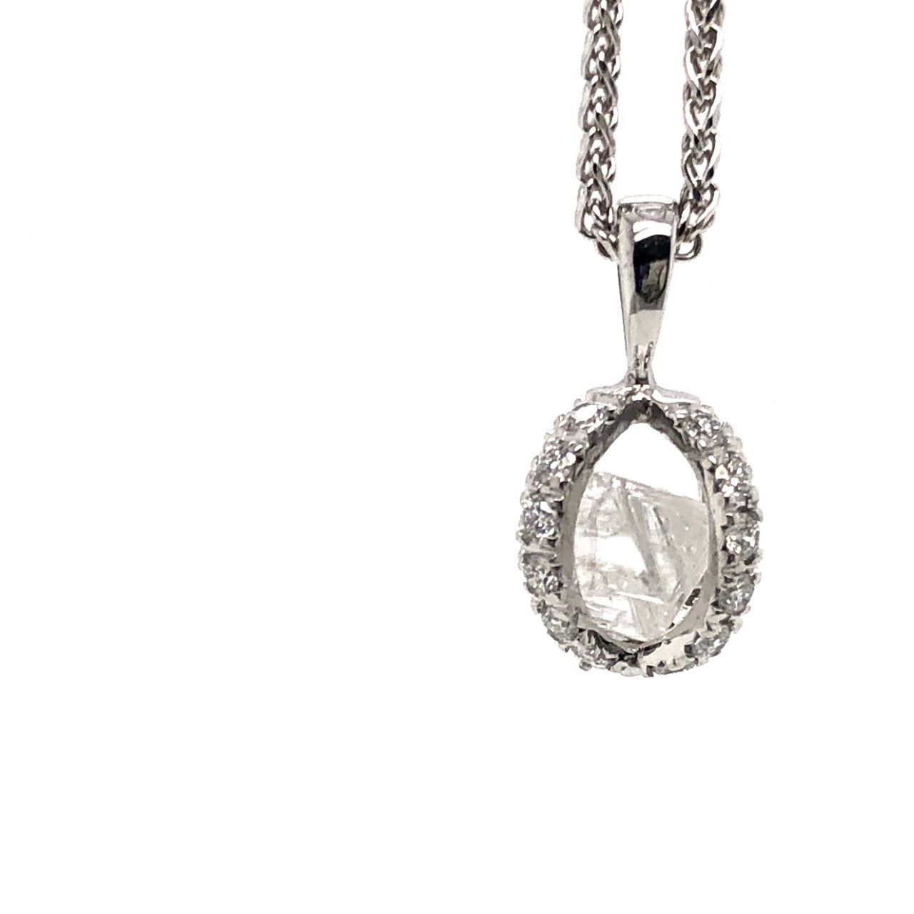 18KW Canadian Diamond Pendant With A 1.13ct Rough Diamond (Chain Included)