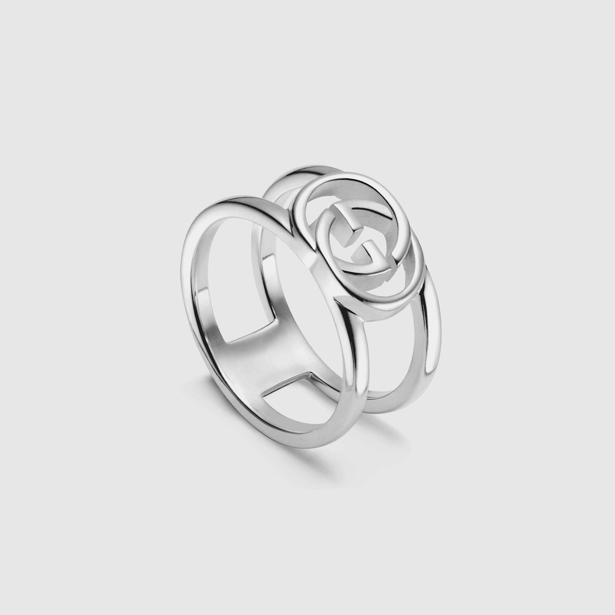 Gucci Silver 9mm Wide Interlocking G Ring