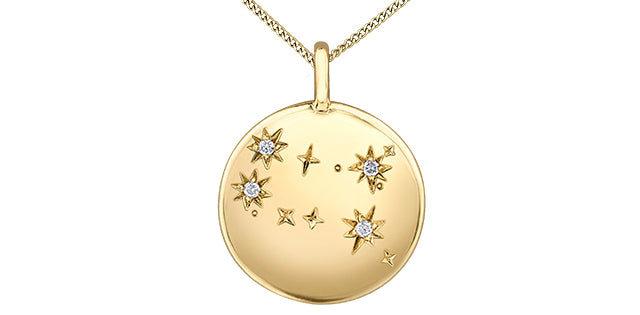 10K Yellow Gemini Zodiac Necklace with Diamonds