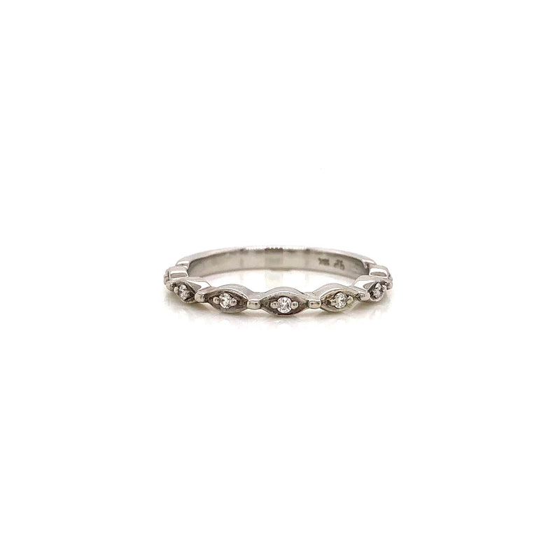 18k White Gold Diamond Wedding Ring with Marquise Shaped Sections