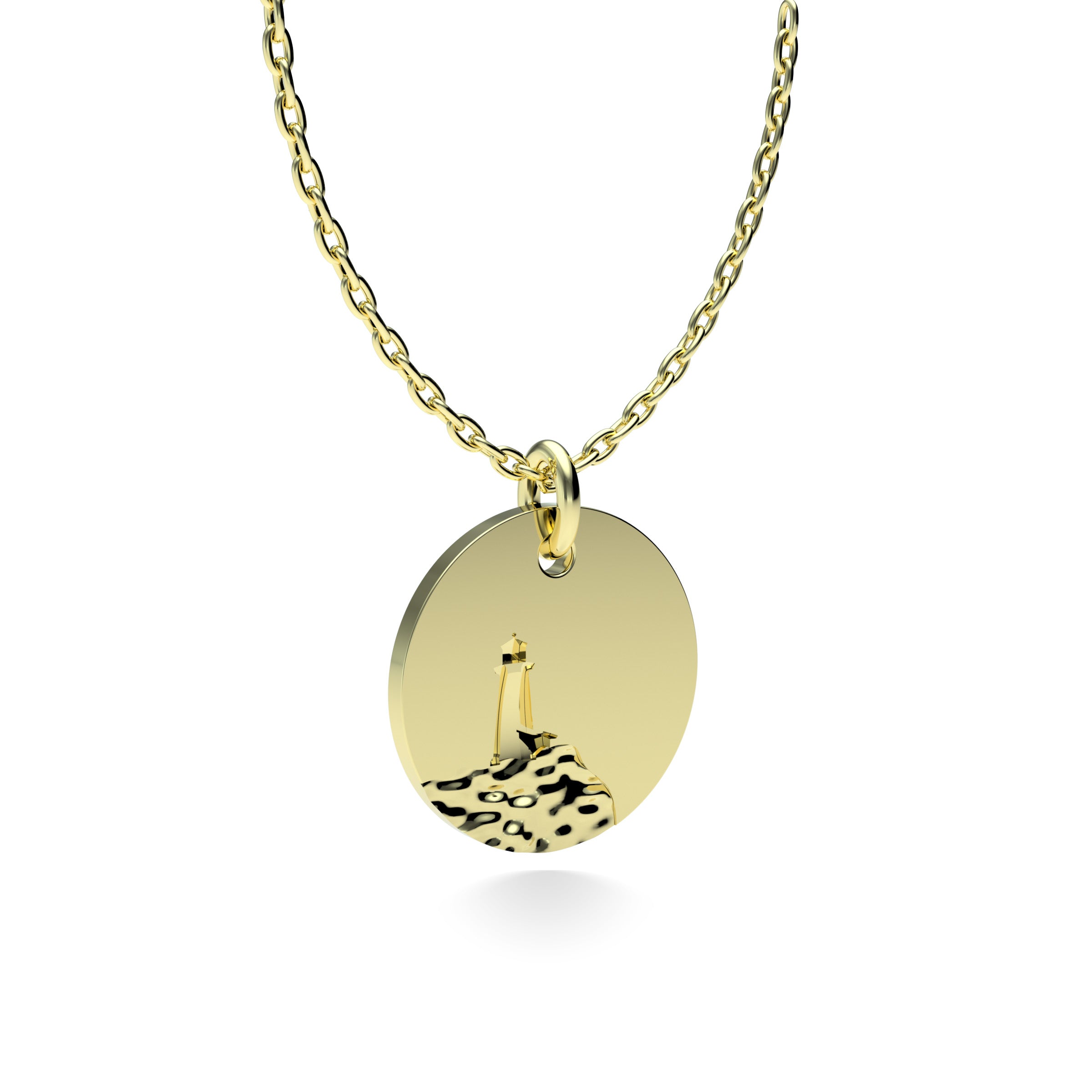 Yellow Gold Plated Silver Lighthouse Pendant with 18'' Chain