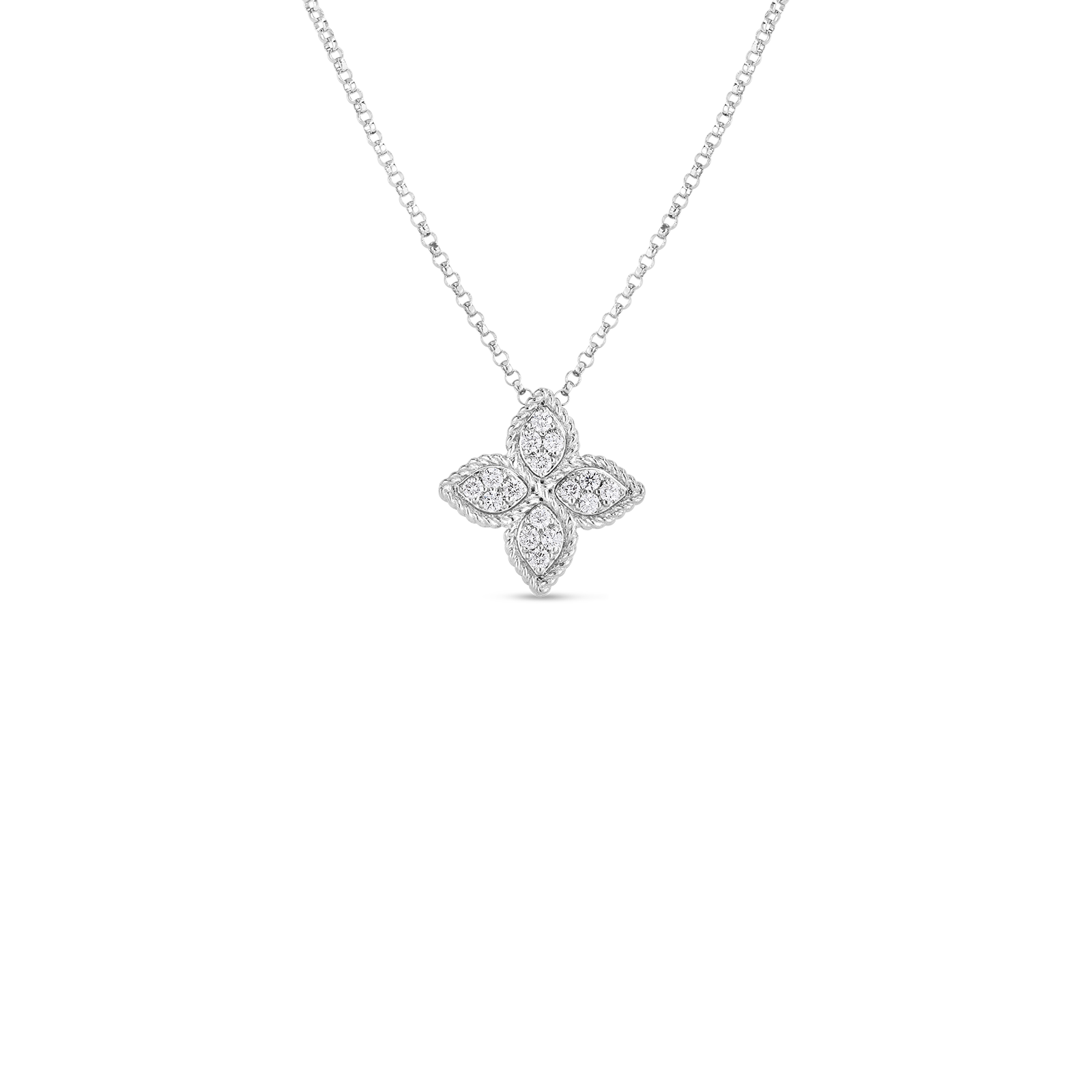 Roberto Coin 18KW Princess Flower Necklace