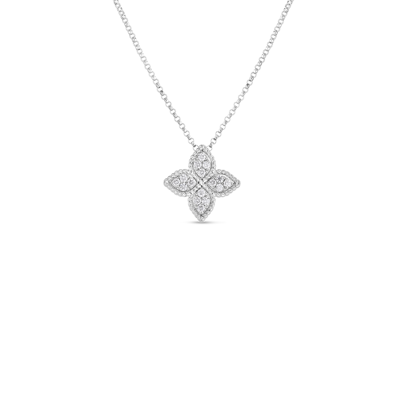 Roberto Coin 18KW Princess Flower Necklace