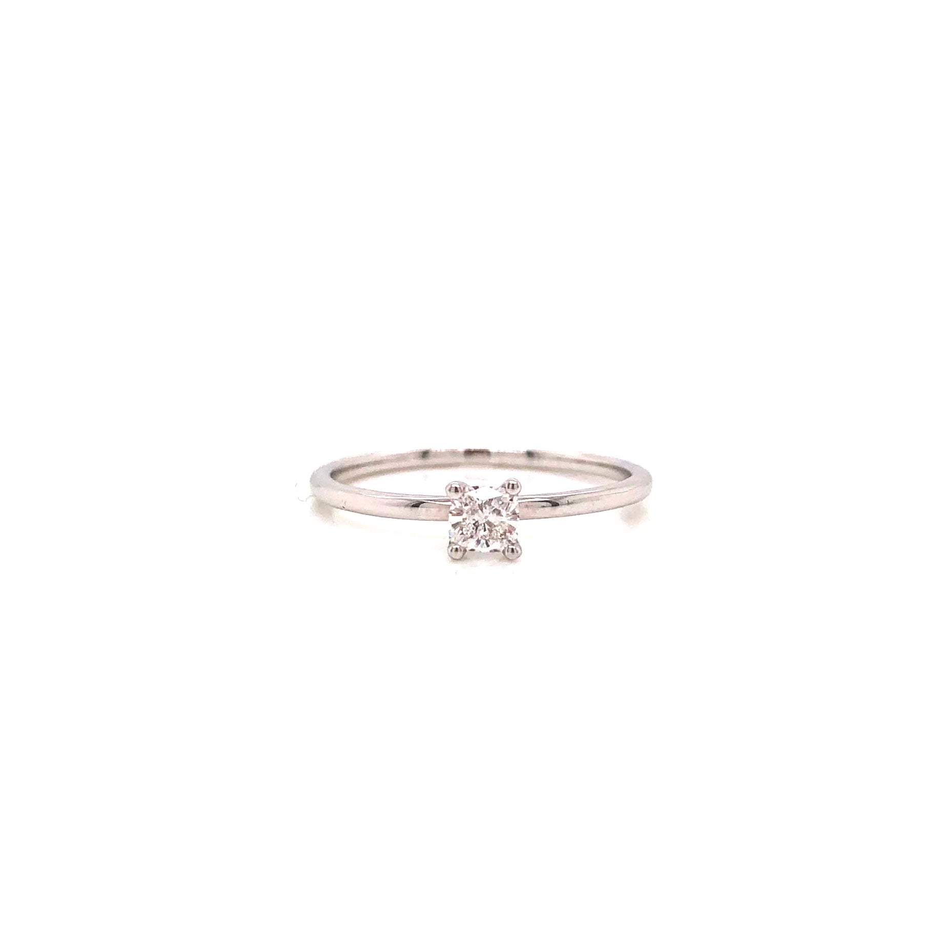 10K White Gold Delicate Cushion Cut Diamond Engagement Ring