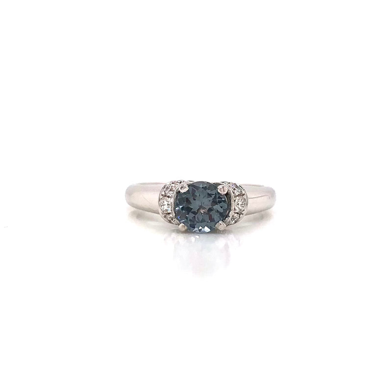 19K White Gold Custom Ring with Grey Spinel and Diamonds