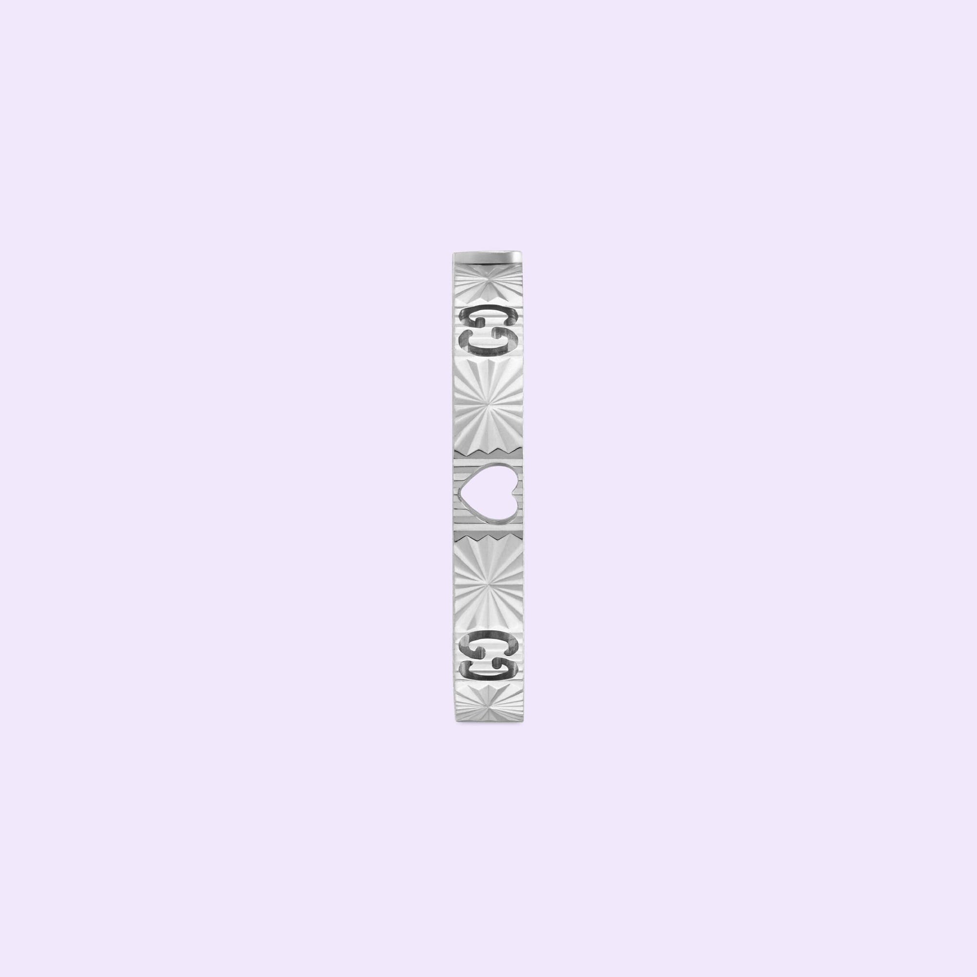 Gucci 18KW 3mm Icon Diamond Ring with Heart Cutout