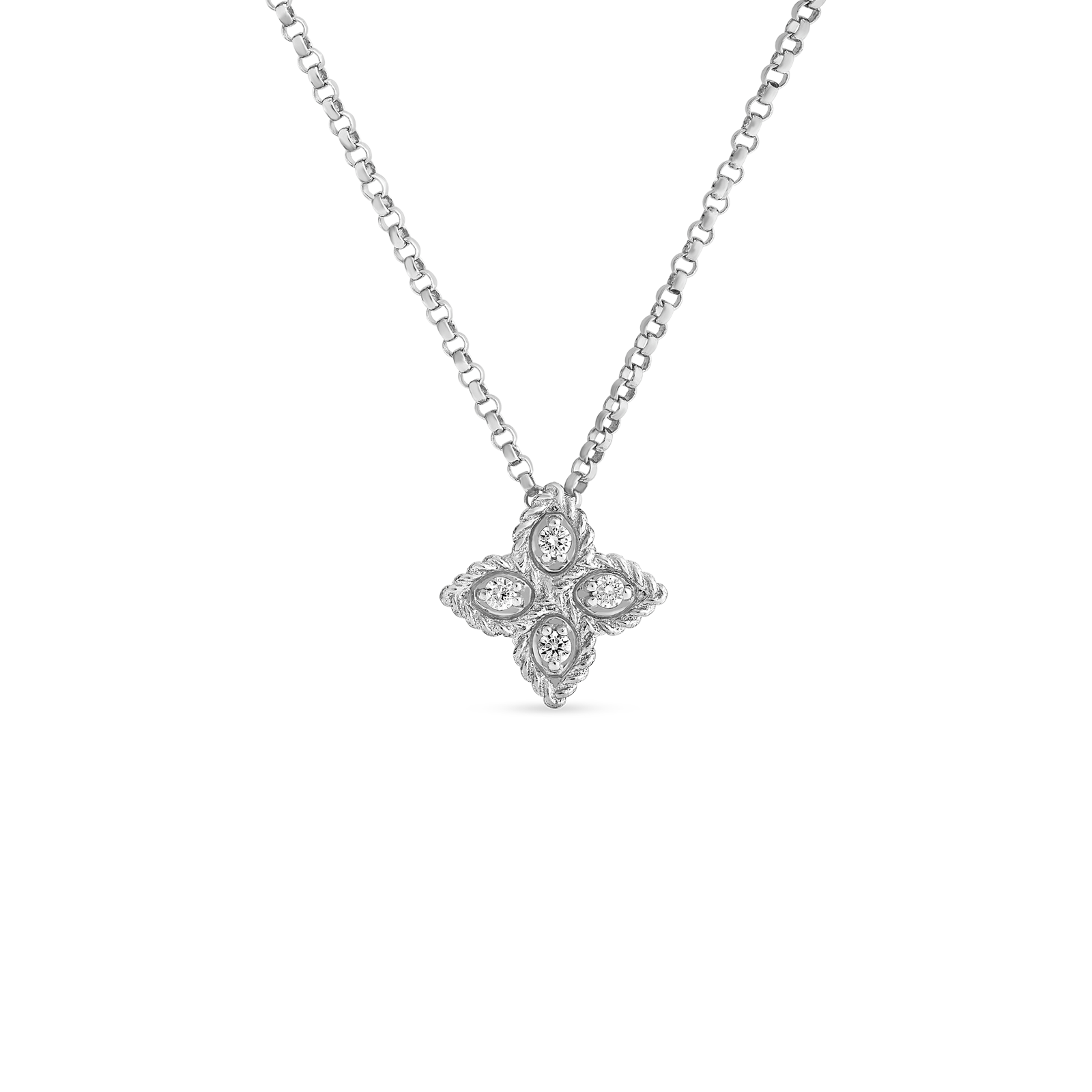 Roberto Coin 18KW Princess Flower Necklace