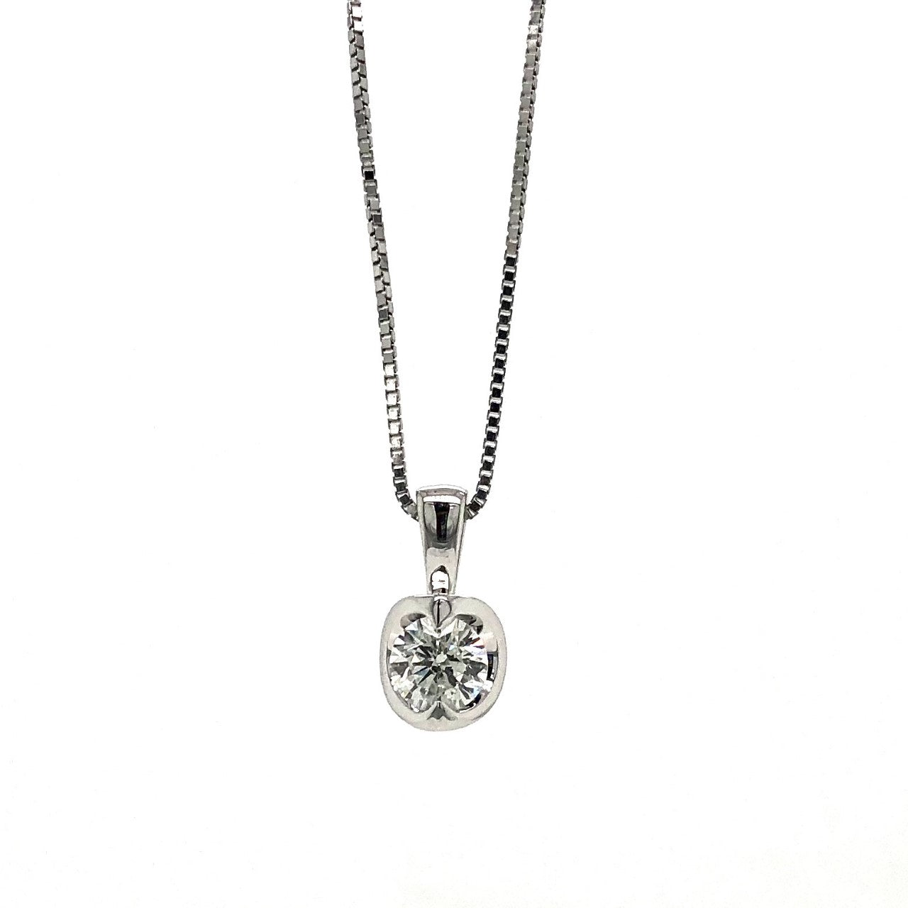 18KW Diamond Solitaire Pendant 0.50ct (Chain Included)