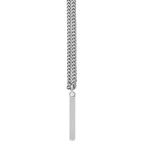 King Baby Silver Bar Pendant 24" Curb Link Chain