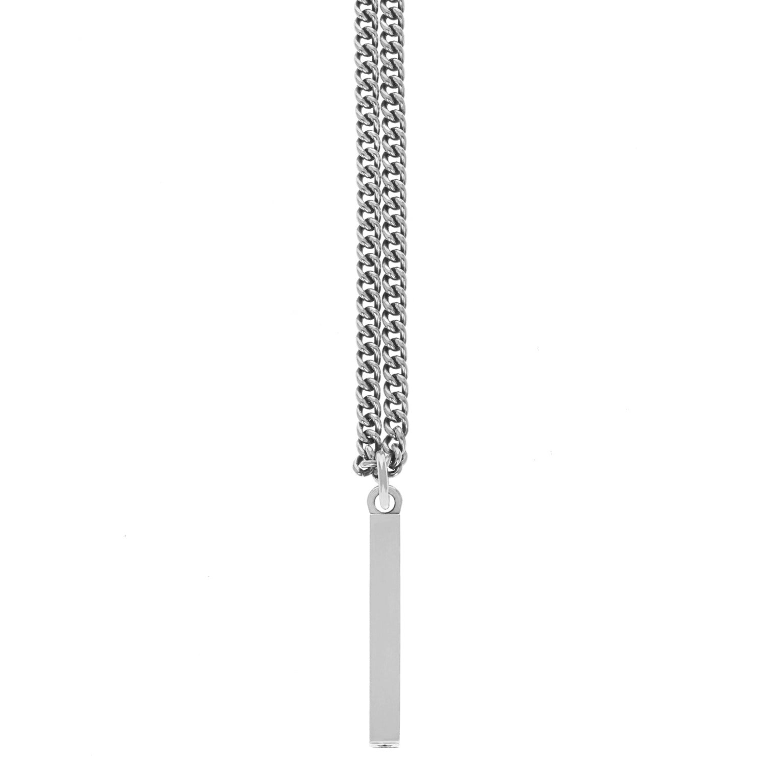 King Baby Silver Bar Pendant 18" Curb Link Chain