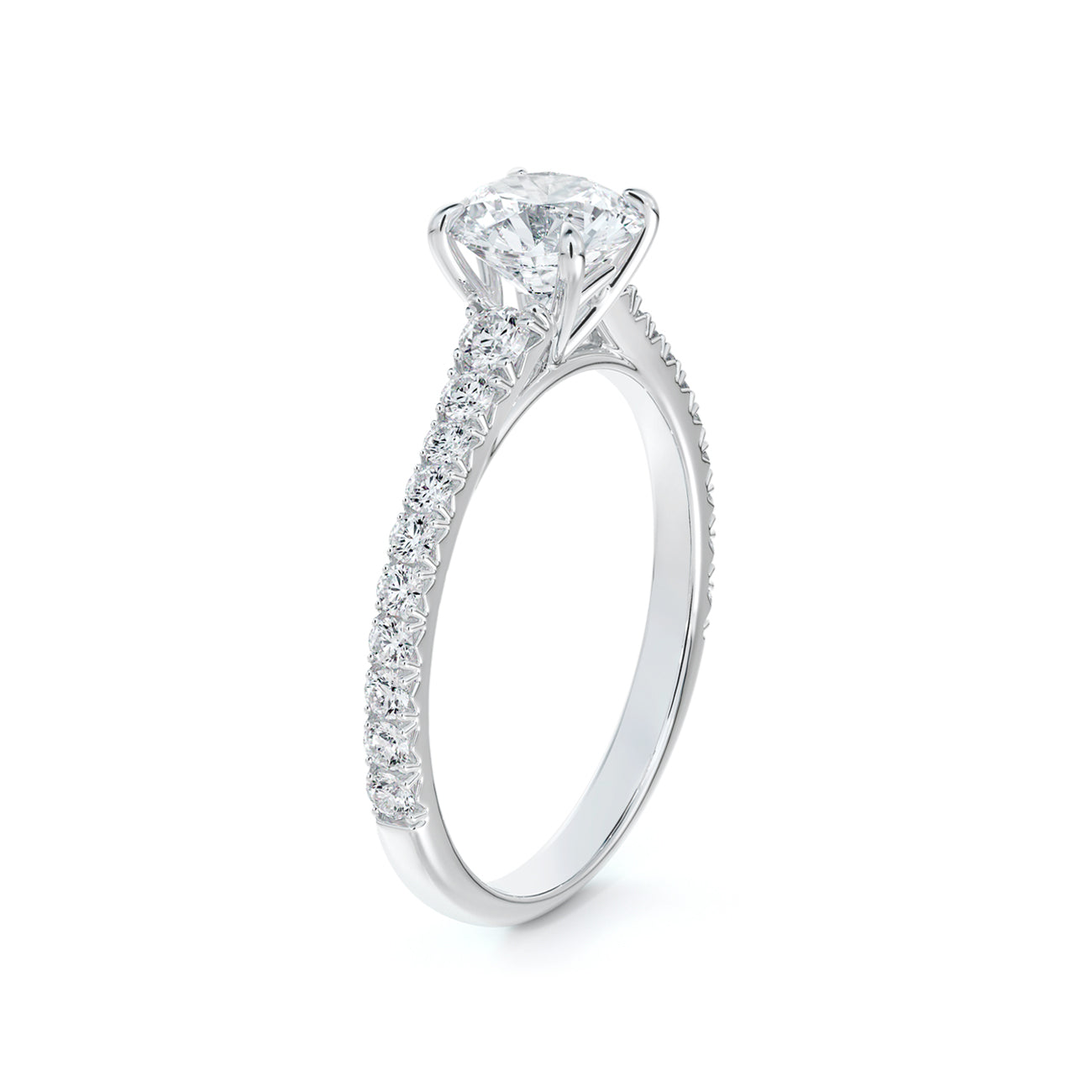 De Beers Forevermark Icon™ Round Brilliant Engagement Ring With Shoulder Diamonds