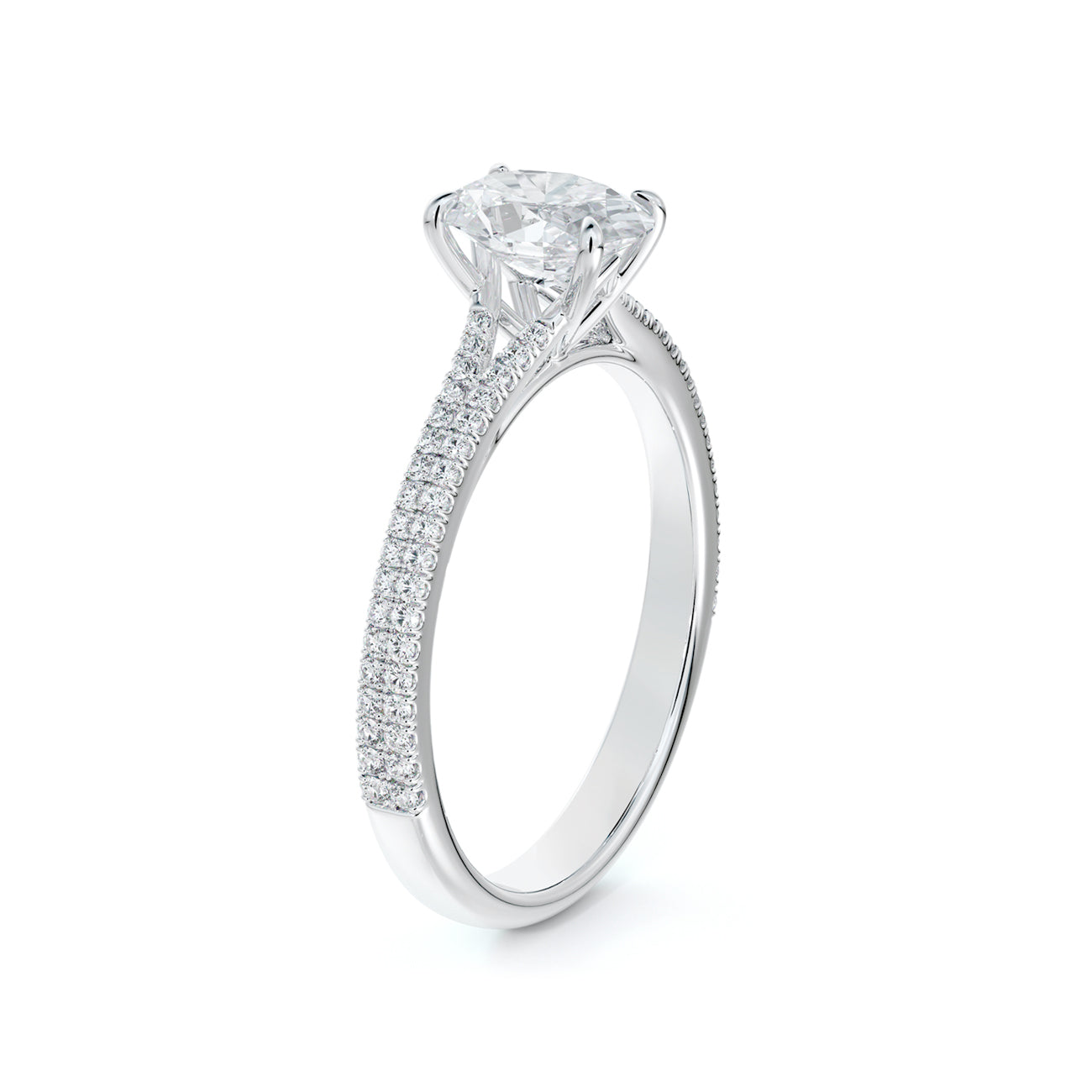 De Beers Forevermark Icon™ Oval Brilliant Engagement Ring 2 Row Pave