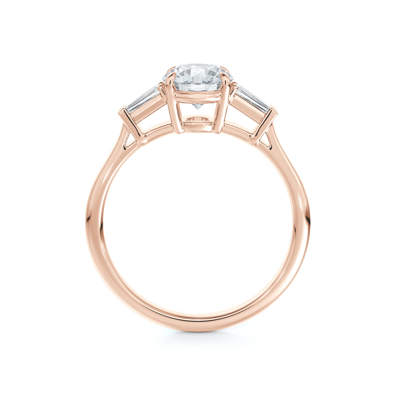 De Beers Forevermark Round Brilliant Engagement Ring With Tapered Bagu