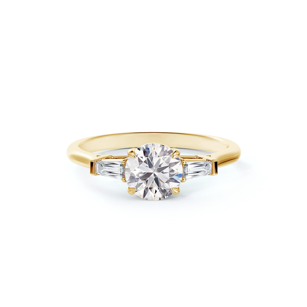 De Beers Forevermark Round Brilliant Engagement Ring With Tapered Baguettes