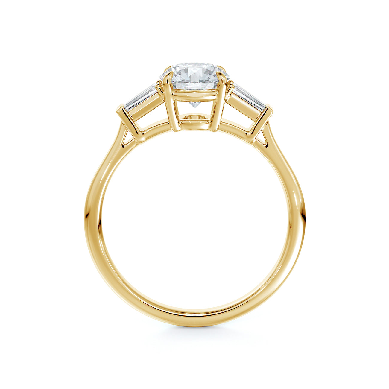 De Beers Forevermark Round Brilliant Engagement Ring With Tapered Baguettes