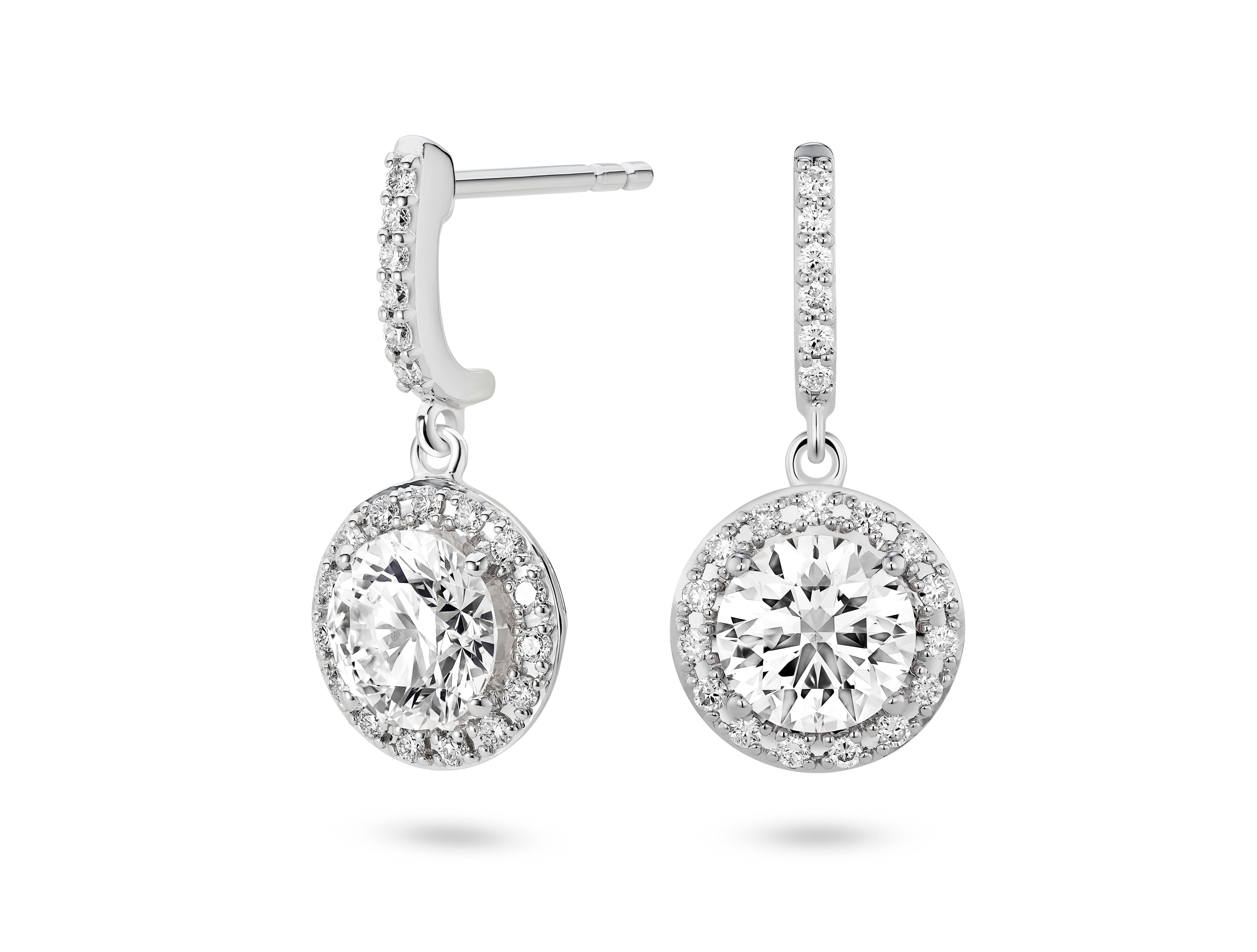 Lightbox Jewelry 14KW 2ctw Halo Drop Earrings LGD