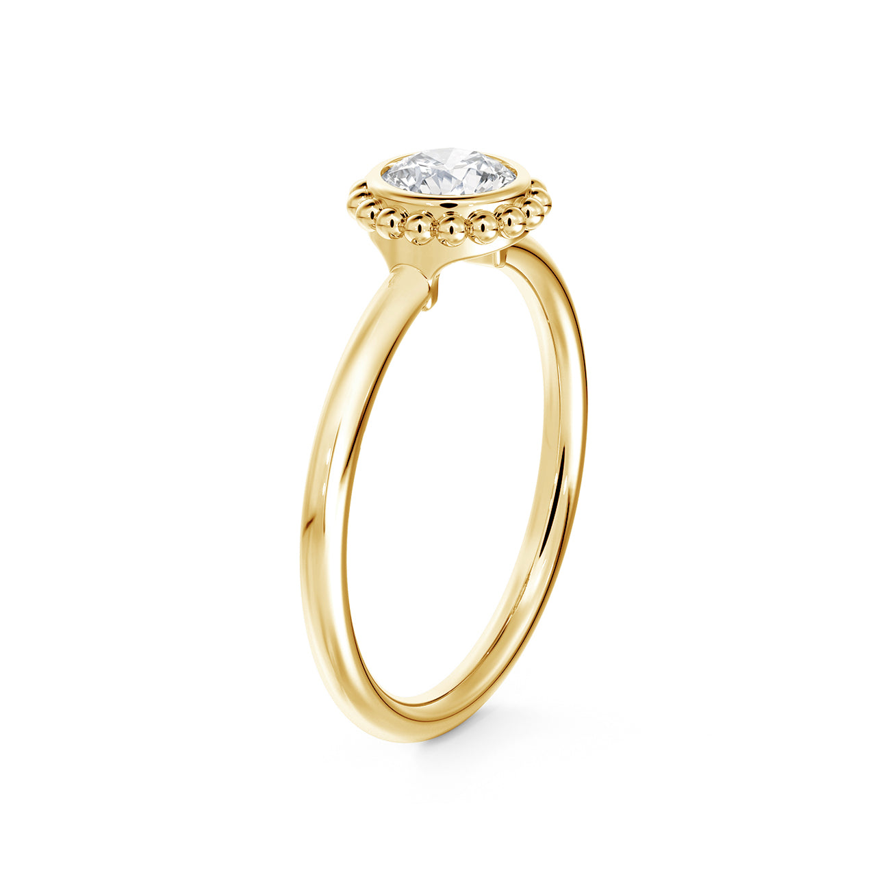 De Beers Forevermark Tribute Yellow Gold Beaded Halo Diamond Ring