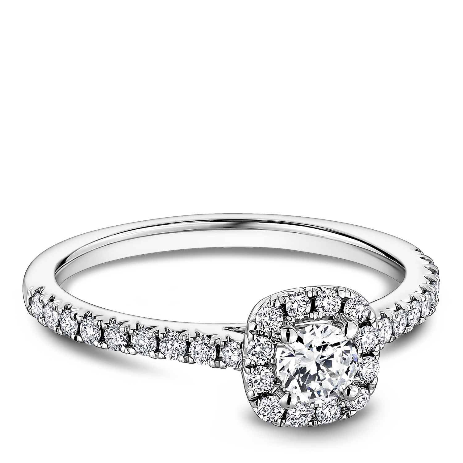 One Love Diamond Halo Engagement Ring In 14KW