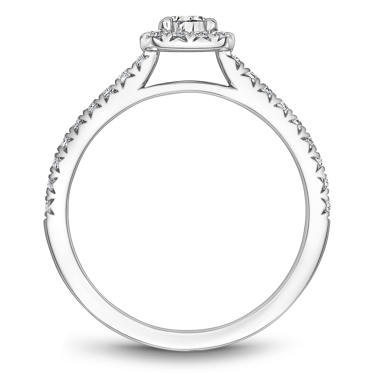 One Love Diamond Halo Engagement Ring In 14KW