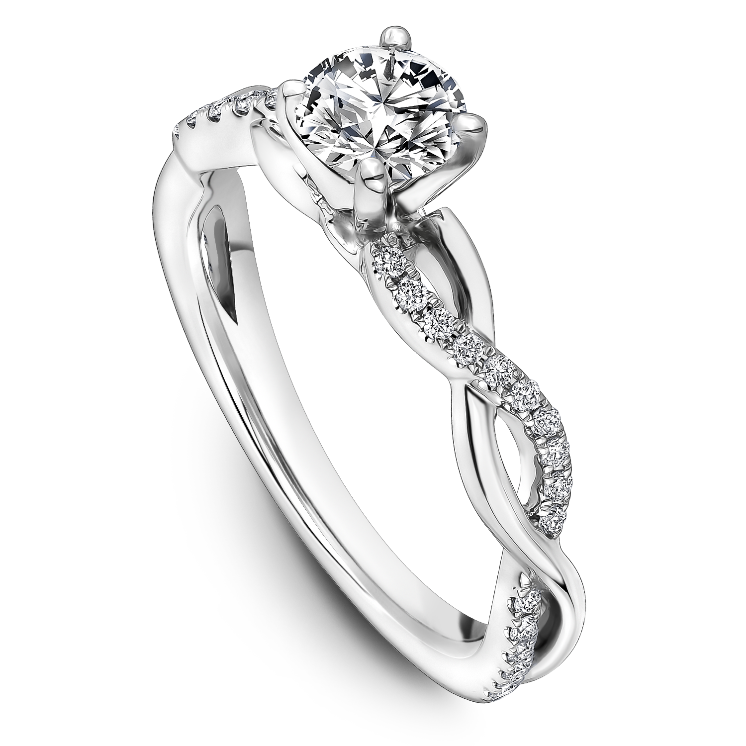 One Love Diamond Twist Engagement Ring In 14K White Gold