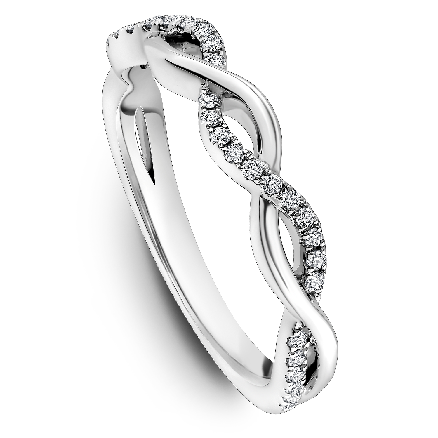 One Love Diamond Twist Engagement Ring In 14K White Gold