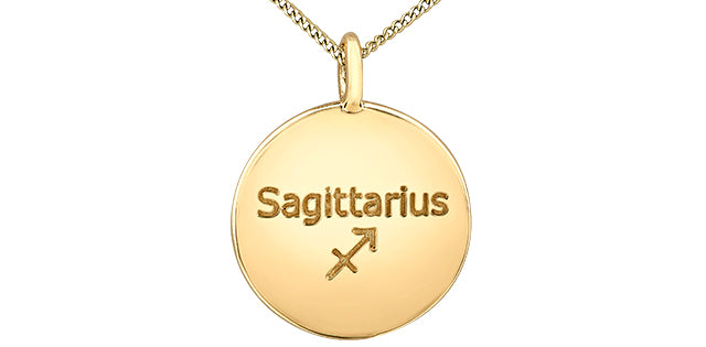 10K Yellow Sagittarius Zodiac Necklace with Diamonds