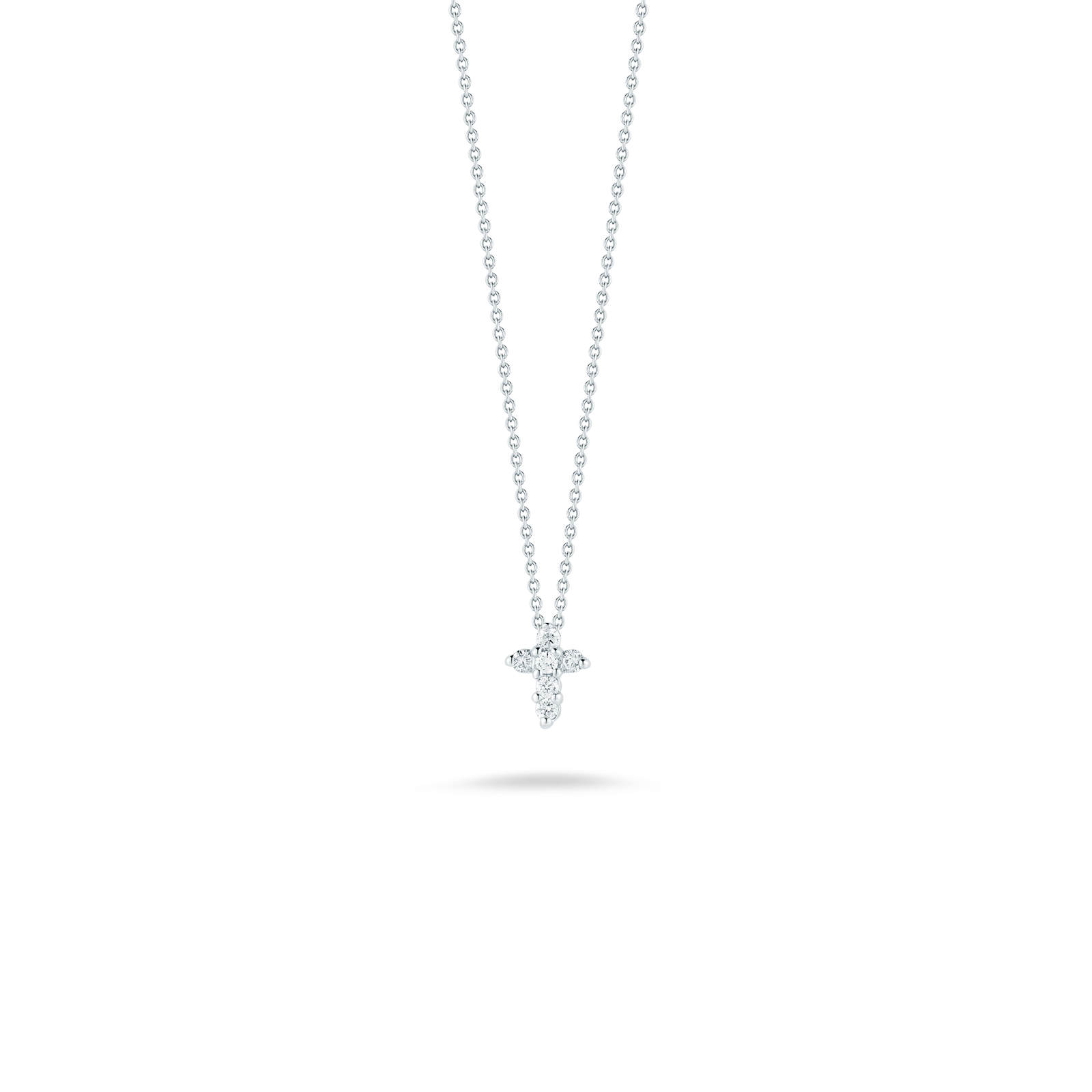 Roberto Coin 18KW Baby Diamond Cross Necklace